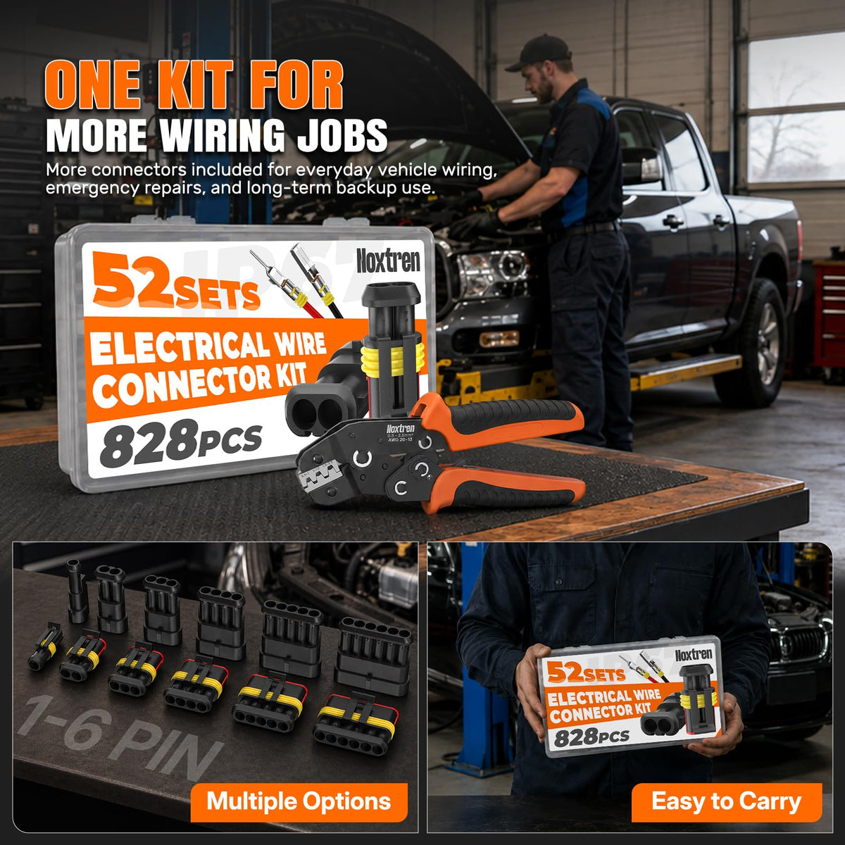 Noxtren in-use car wiring scene demonstrating connector assembly for automotive repairs