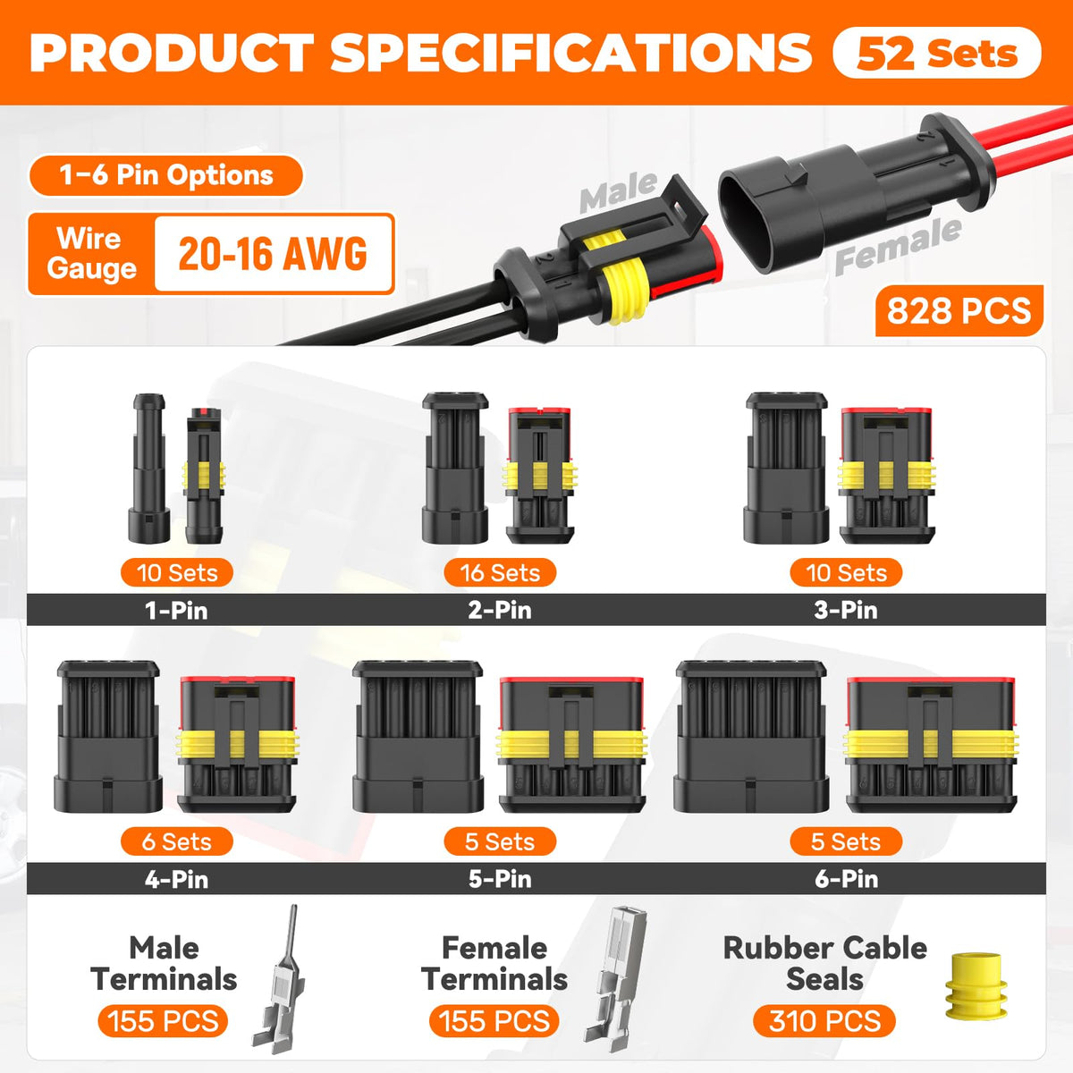 Noxtren organizer case open with sorted connectors for fast part selection