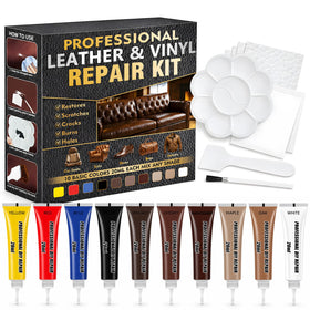 Nozerix front packaging showing complete leather repair kit and components benefit fast repairs