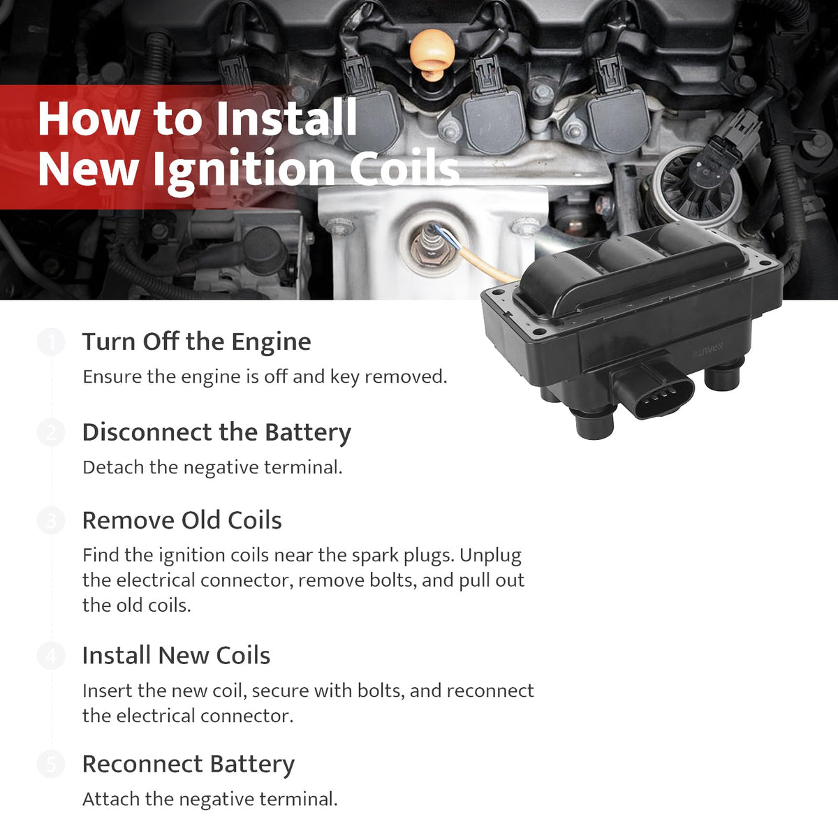 NPAUTO coil pack installed under the hood restoring smooth engine performance