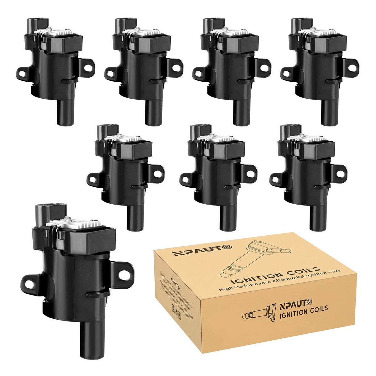 NPAUTO front view of coil pack set showing clean fit and easy replacement
