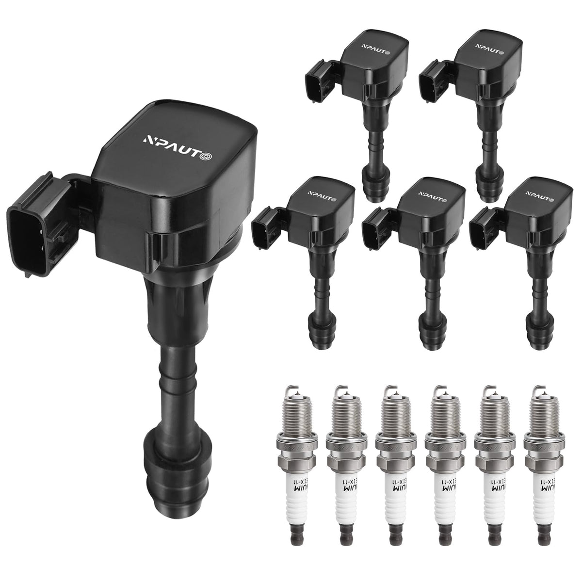 NPAUTO front packaging showing six coils and plugs for easy identification and quick replacement