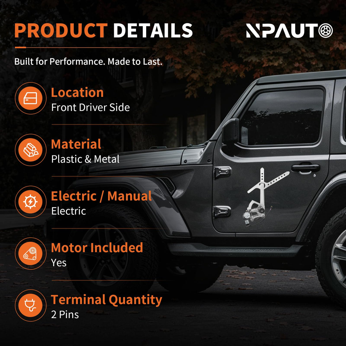 NPAUTO motor close-up showing durable housing and smooth operation benefit long-lasting performance