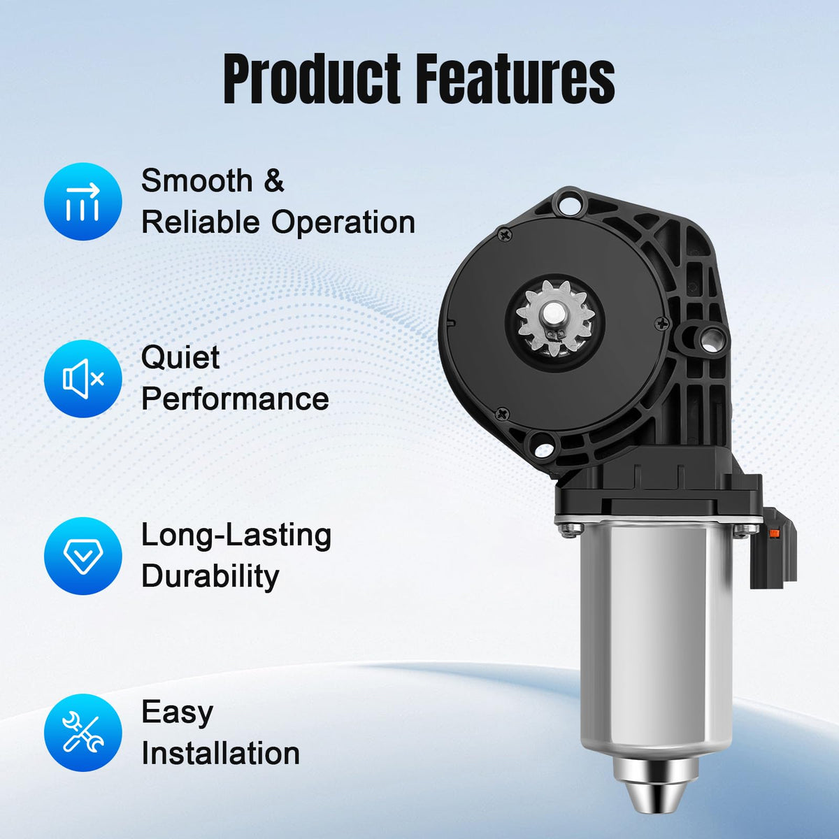 NPAUTO power window motor front view with connector for easy install