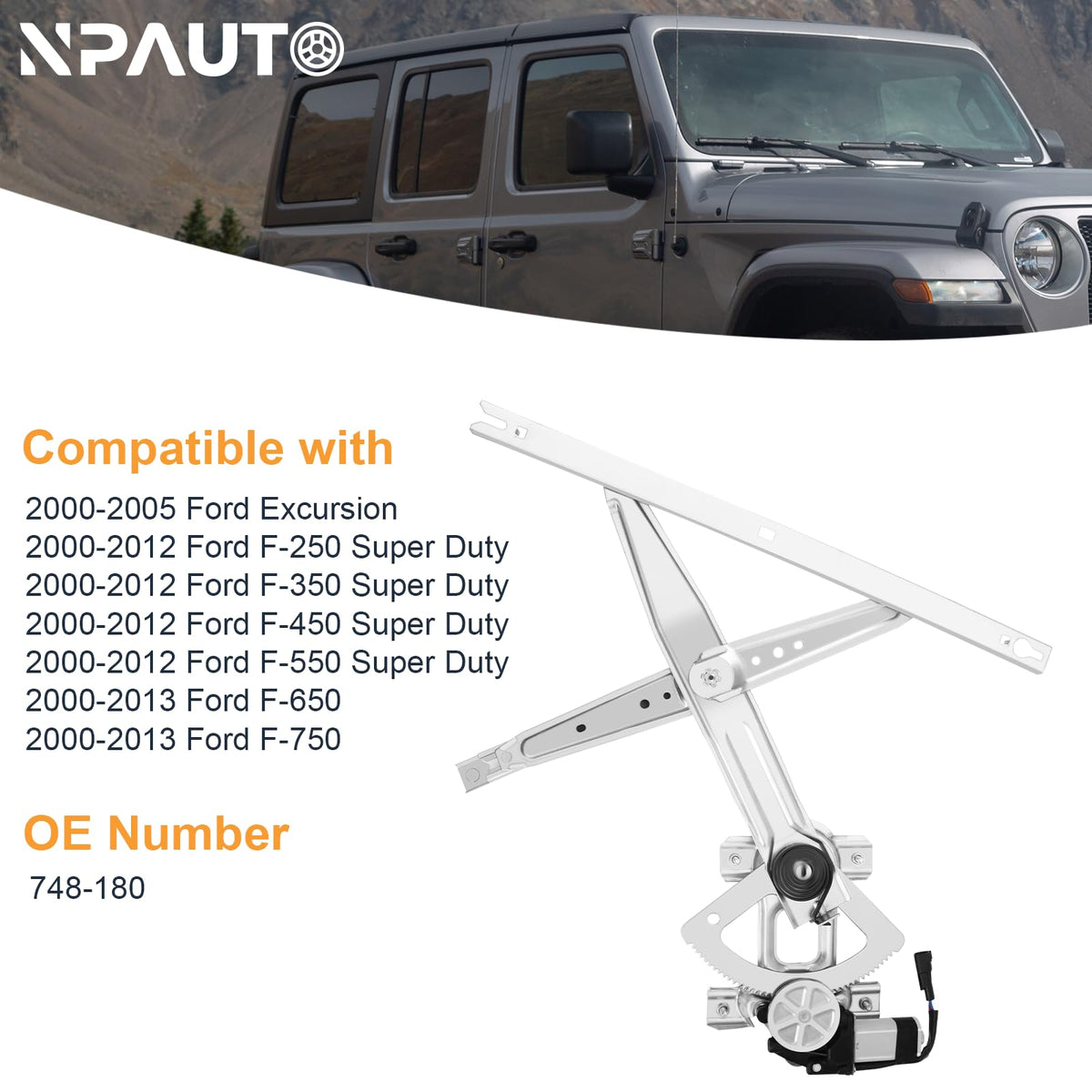 NPAUTO motor with wiring harness detail for easy plug-and-play electrical connection