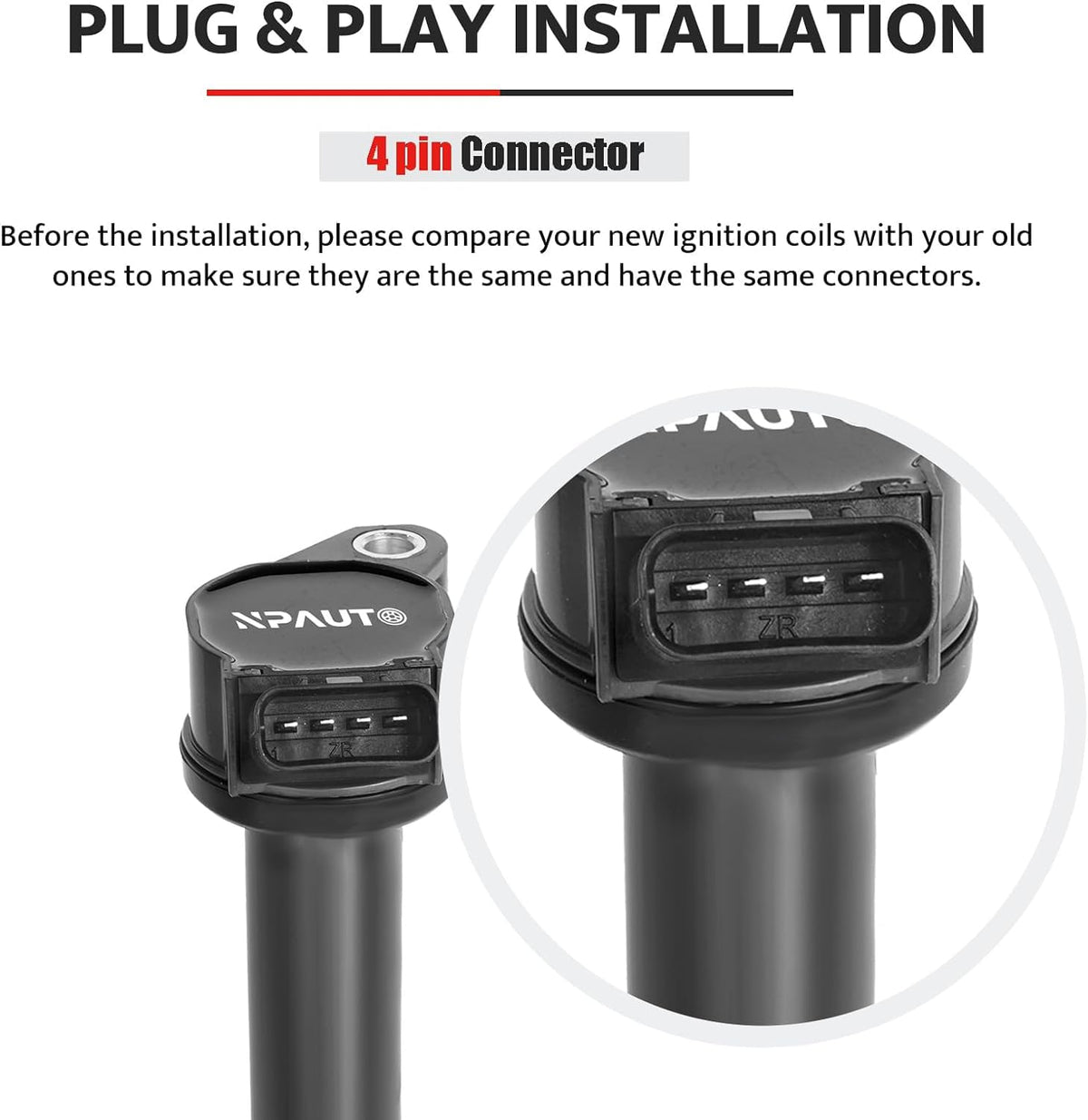 NPAUTO spark plug gap measurement showing pre-gapped accuracy for easier installation benefit