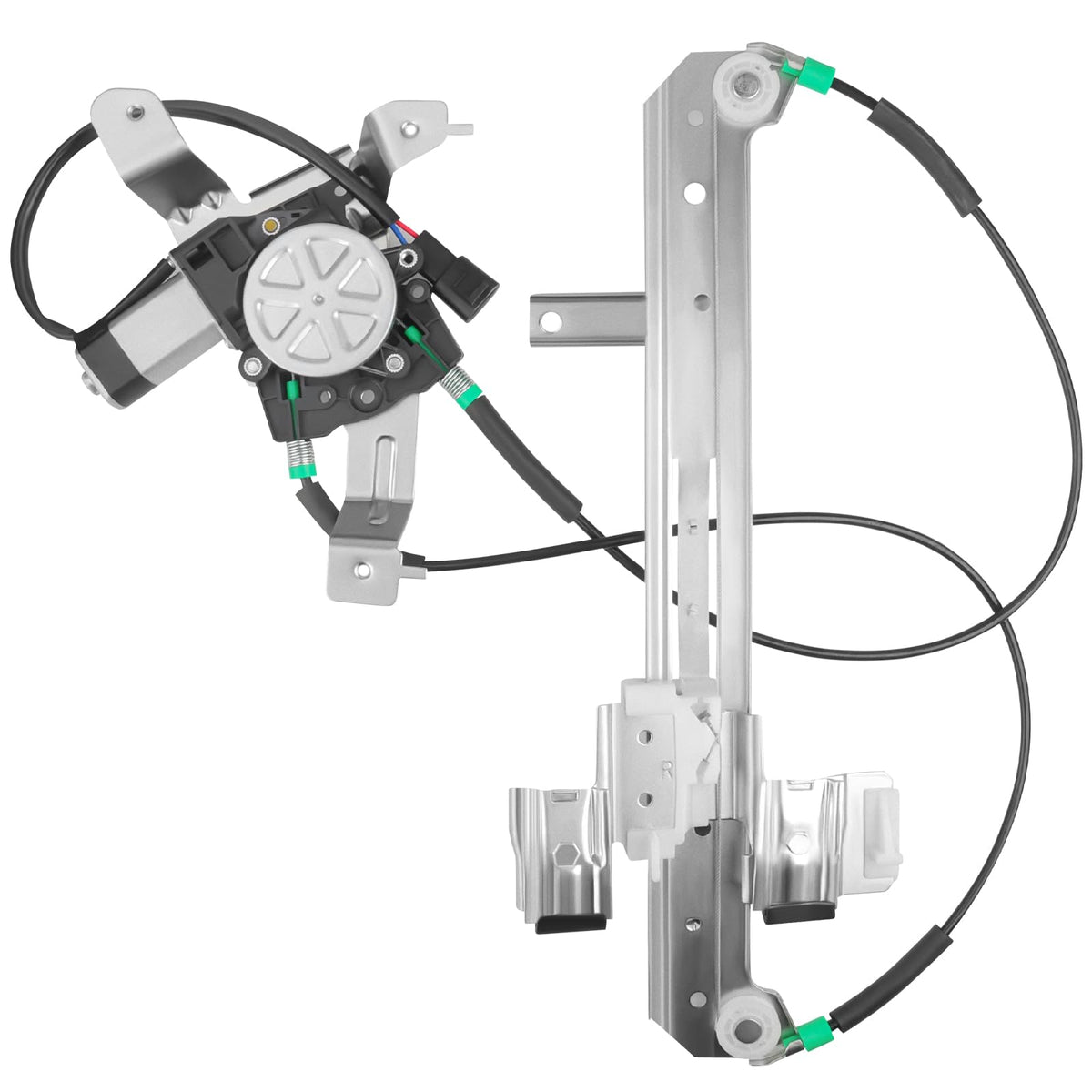 NPAUTO rear right assembly front view showing full regulator and motor, restores smooth window operation