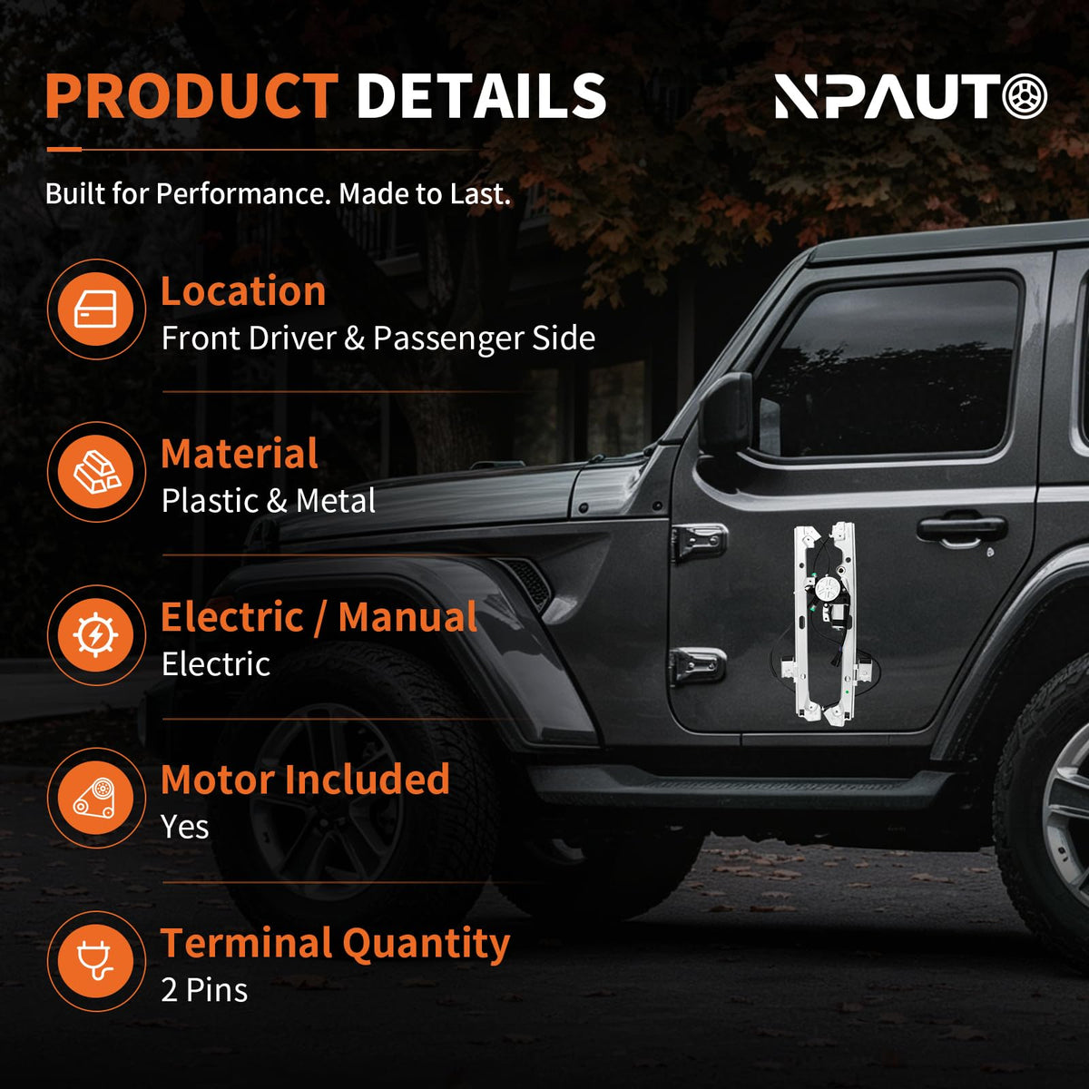 NPAUTO motor close-up highlighting durable gearing and reliable operation benefit