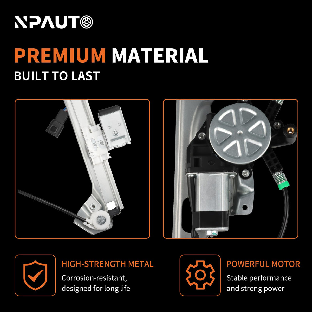 NPAUTO regulator tracks and cables illustrating smooth, quiet operation