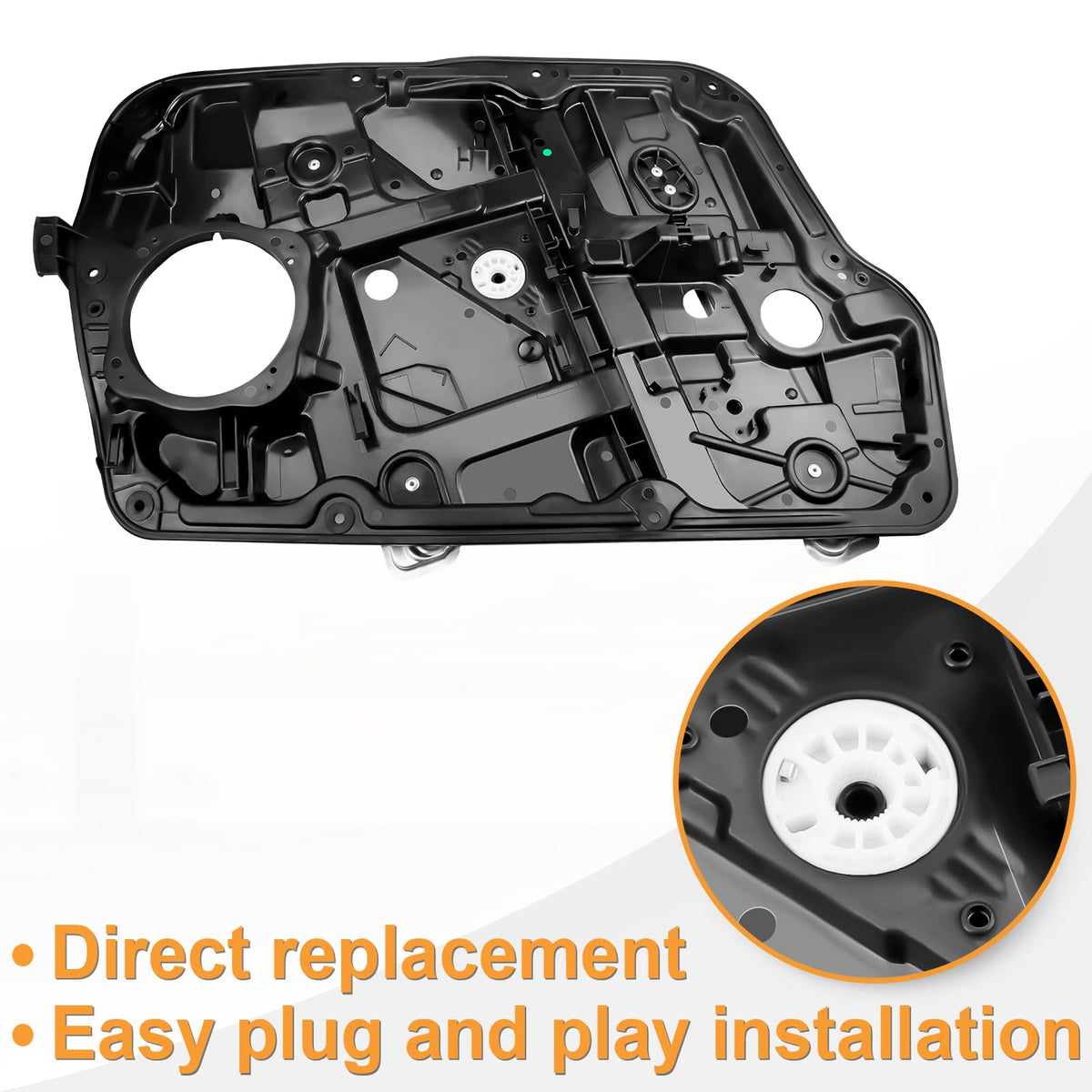 NPAUTO side profile of regulator without motor illustrating lightweight durable construction