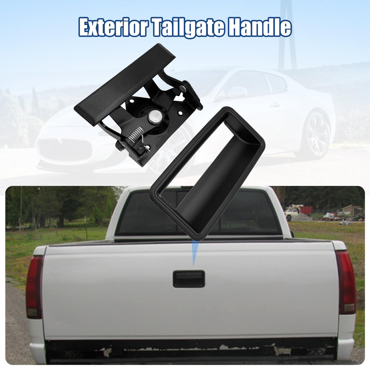 NPAUTO tailgate handle side profile showing contour for OE-style mounting