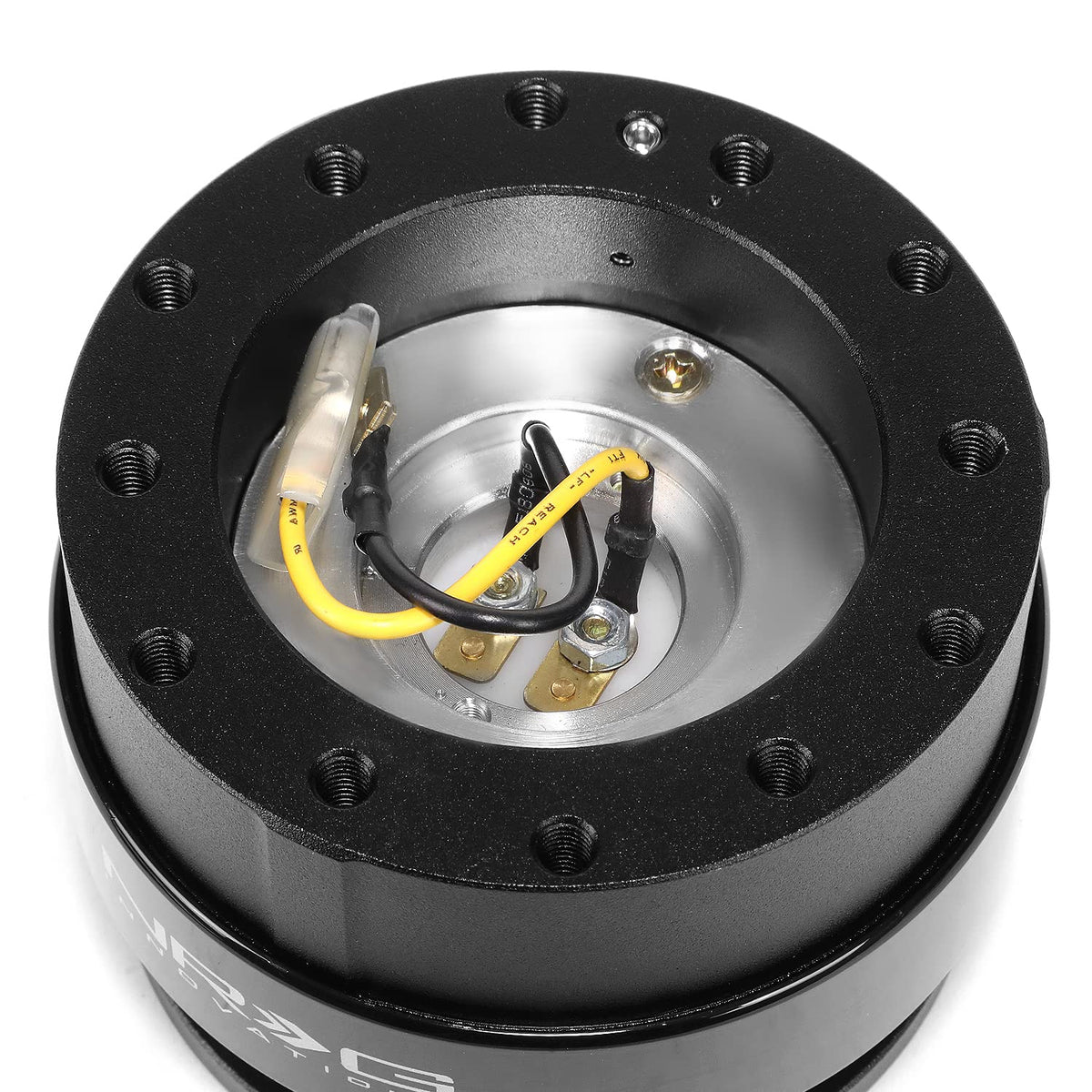 NRG Innovations black ring detail emphasizing durable anodized surface and grip