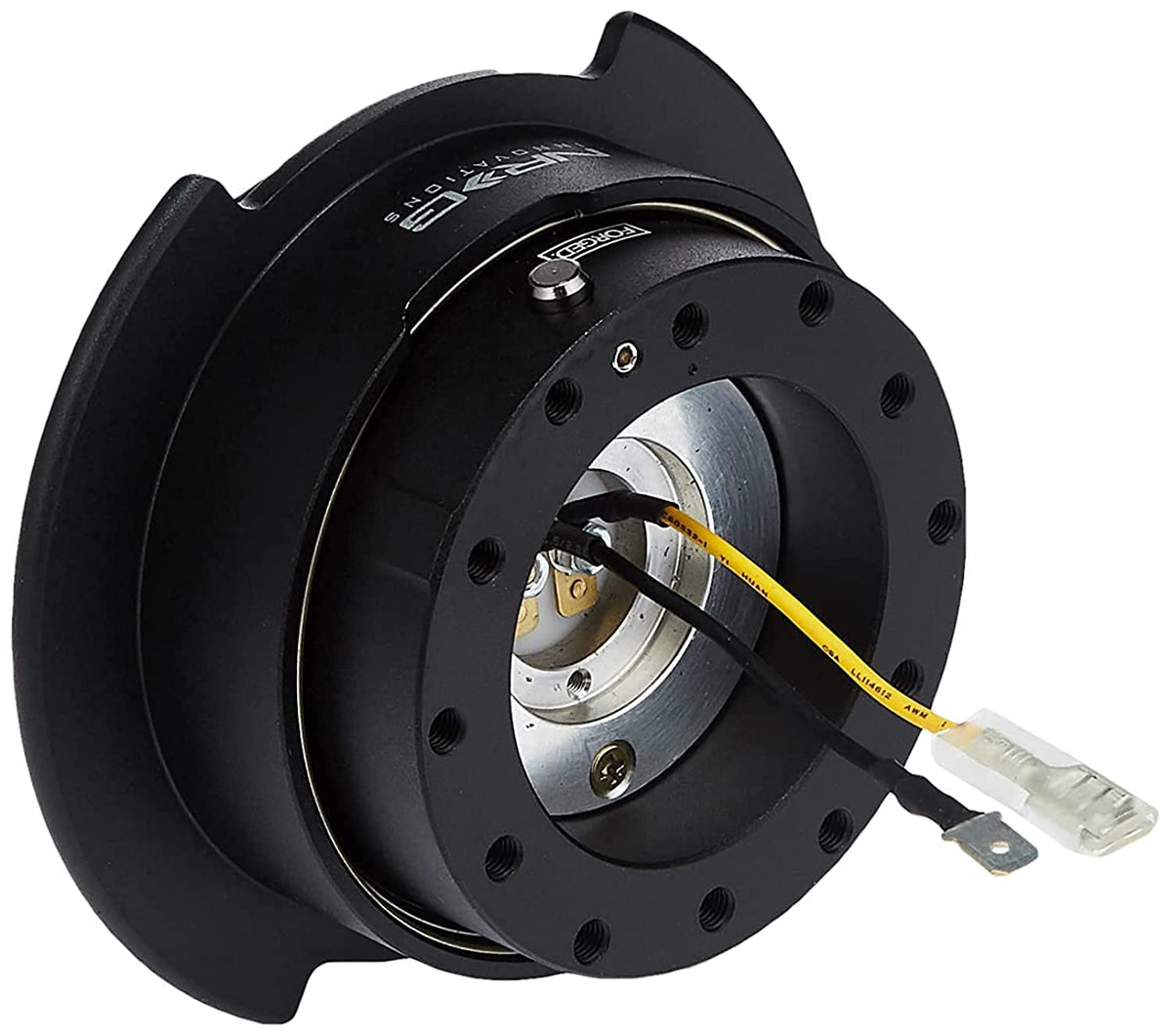 NRG SRK-250BK front profile showing compact quick release and clean finish