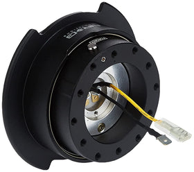 NRG SRK-250BK front profile showing compact quick release and clean finish