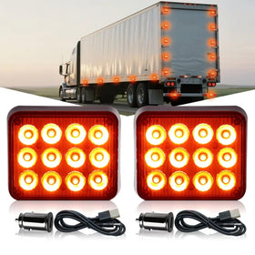 nrgedzam front view of two amber beacons showing compact design and visibility benefit