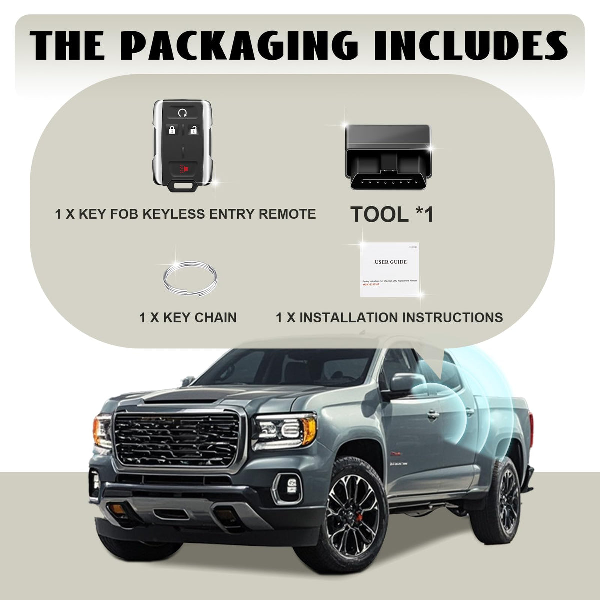 Nrgedzam on truck keyring beside Silverado, practical replacement for lost fob
