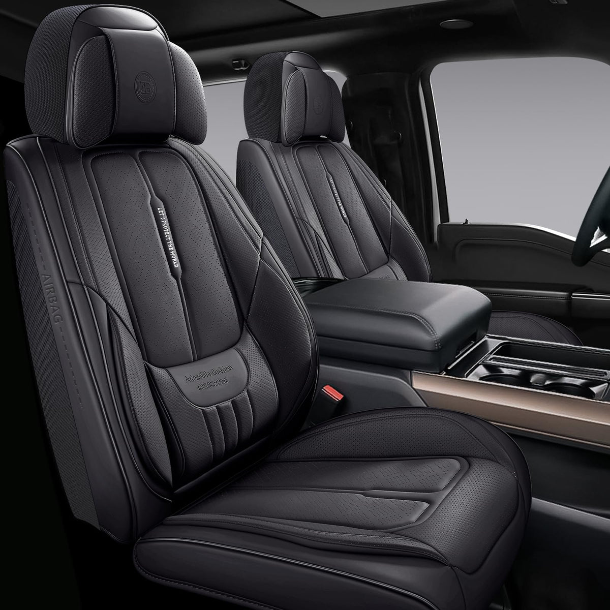 NS YOLO front seat full set installed showing sleek black finish and protection