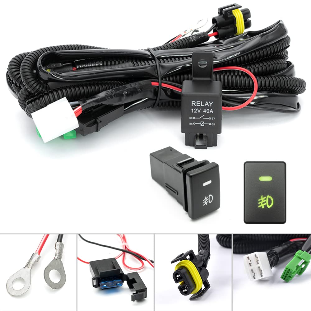 nsautolighting harness front view showing connectors and relay, assures secure installation