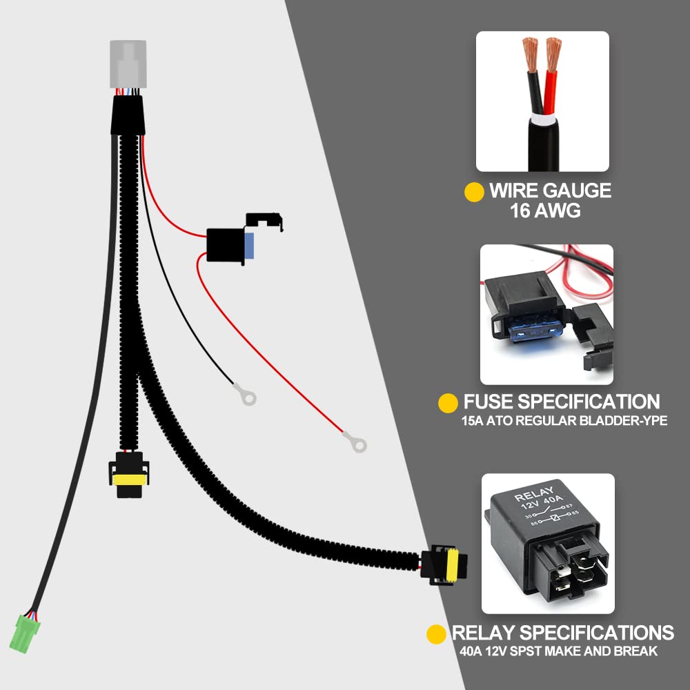 nsautolighting harness next to fog lamp for size comparison, clarifies scale before purchase