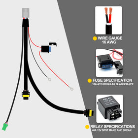 nsautolighting harness next to fog lamp for size comparison, clarifies scale before purchase