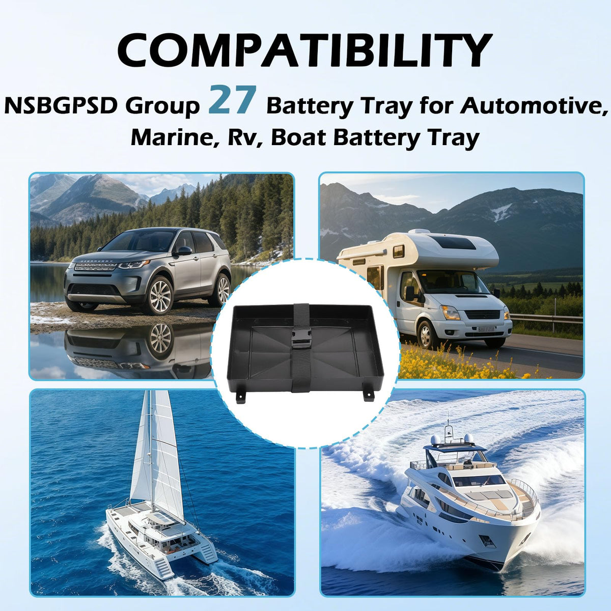 NSBGPSD tray installed in boat compartment protecting battery during waves benefit