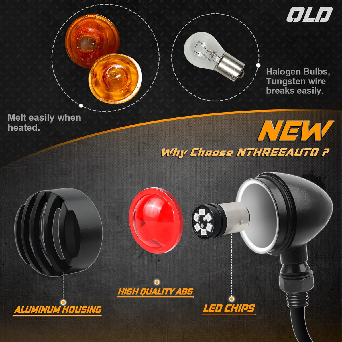 NTHREEAUTO close-up of triple LED array delivering brighter rear signaling