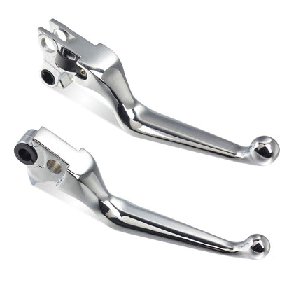 NTHREEAUTO front view of chrome brake and clutch levers, shows full set and polished finish