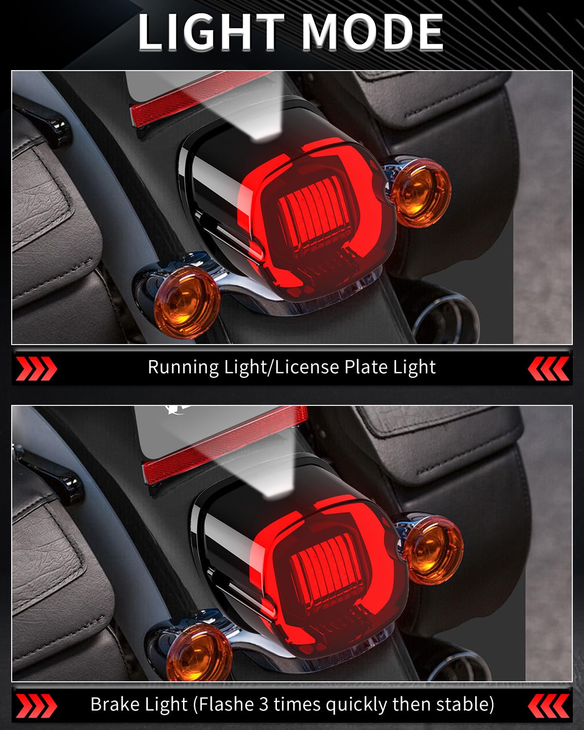 NTHREEAUTO taillight installed on Harley showing plug-and-play fit and improved rear visibility
