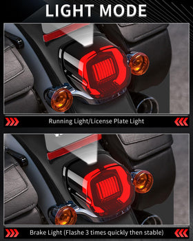 NTHREEAUTO taillight installed on Harley showing plug-and-play fit and improved rear visibility