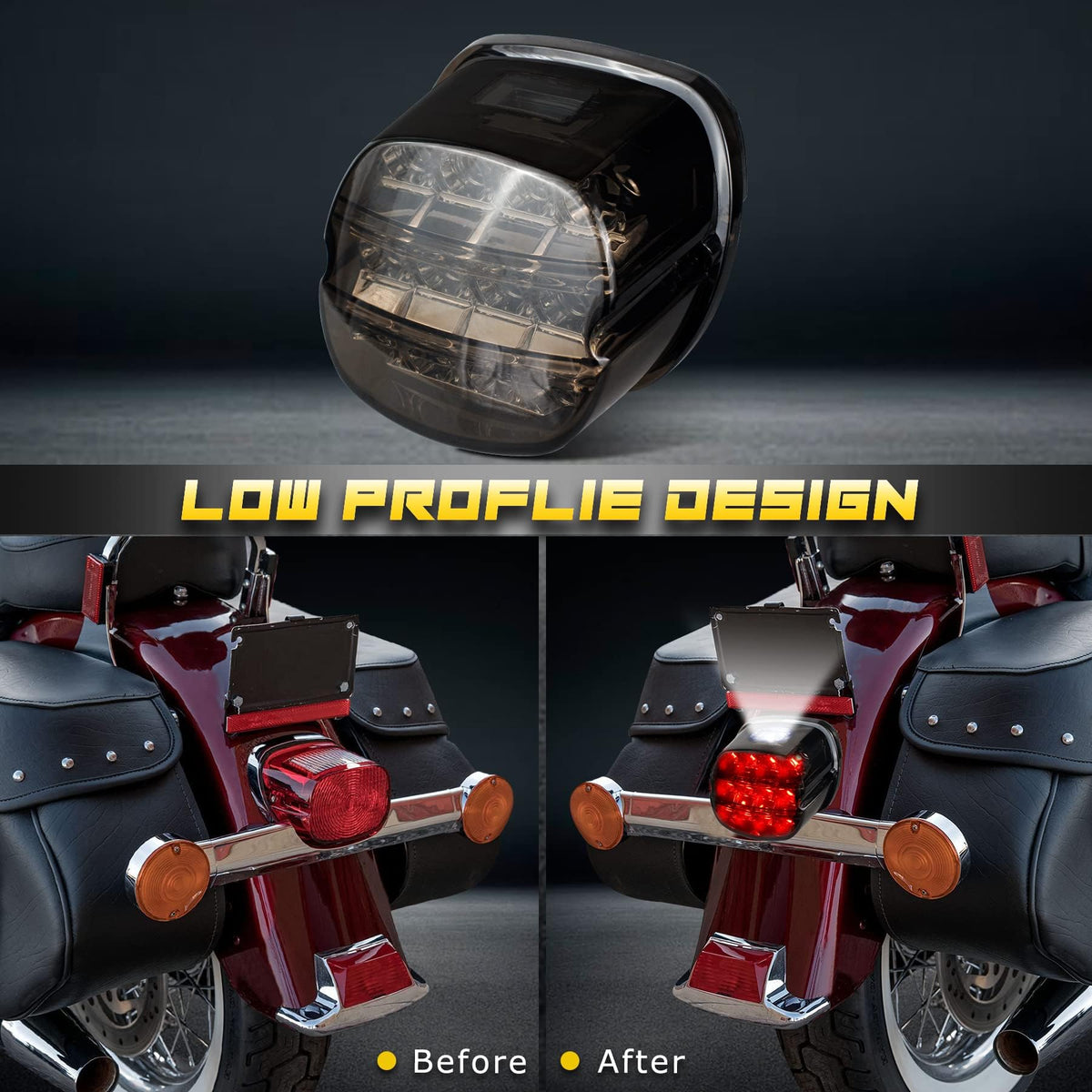 NTHREEAUTO tail light next to ruler showing compact size and easy fitment