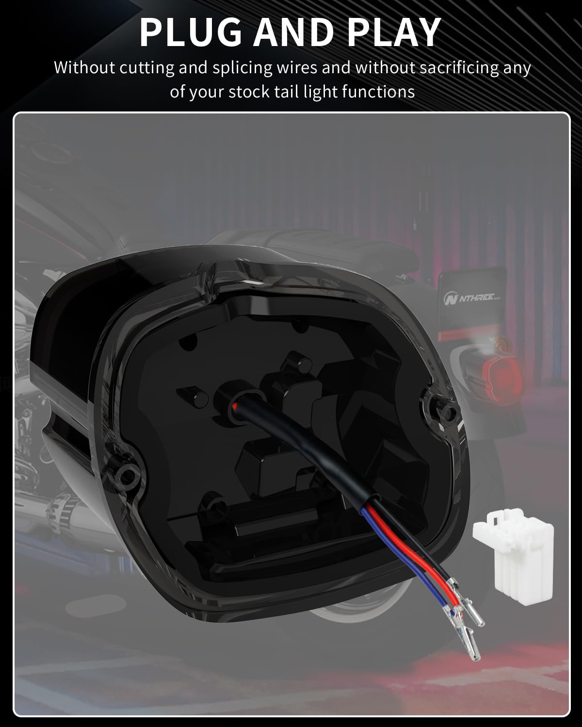 NTHREEAUTO taillight beside ruler for size comparison showing compact profile and easy replacement benefit
