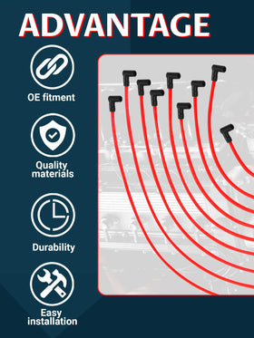 Ntoauto wires installed on a V8 engine demonstrating tidy routing and reliable connections