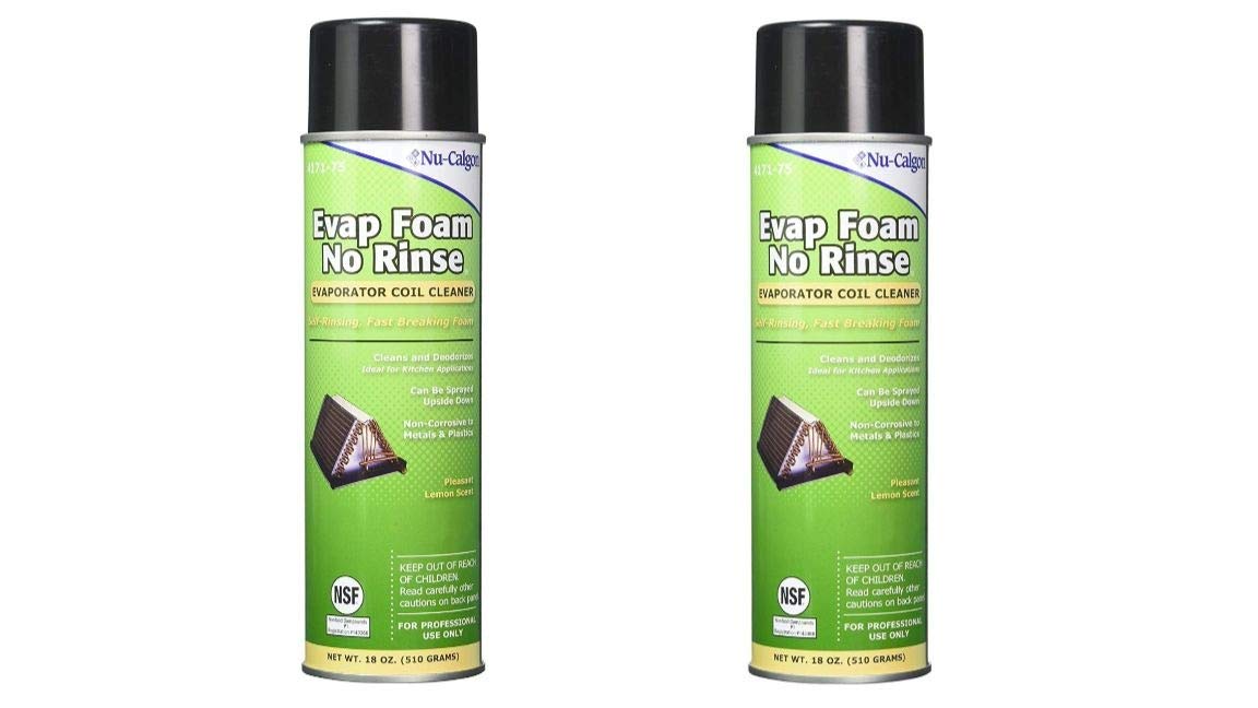 Nu-Calgon aerosol front packaging showing label and application benefit