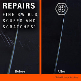 Before and after hood showing Nu Finish gloss improvement and repair