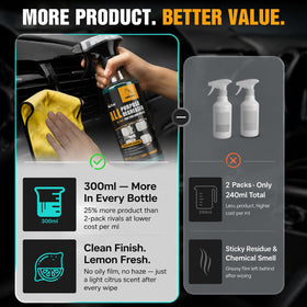 NUAN bottle placed on kitchen counter illustrating multi-surface cleaning