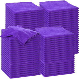Nuenen front pack showing 120 purple microfiber towels and bulk value benefit