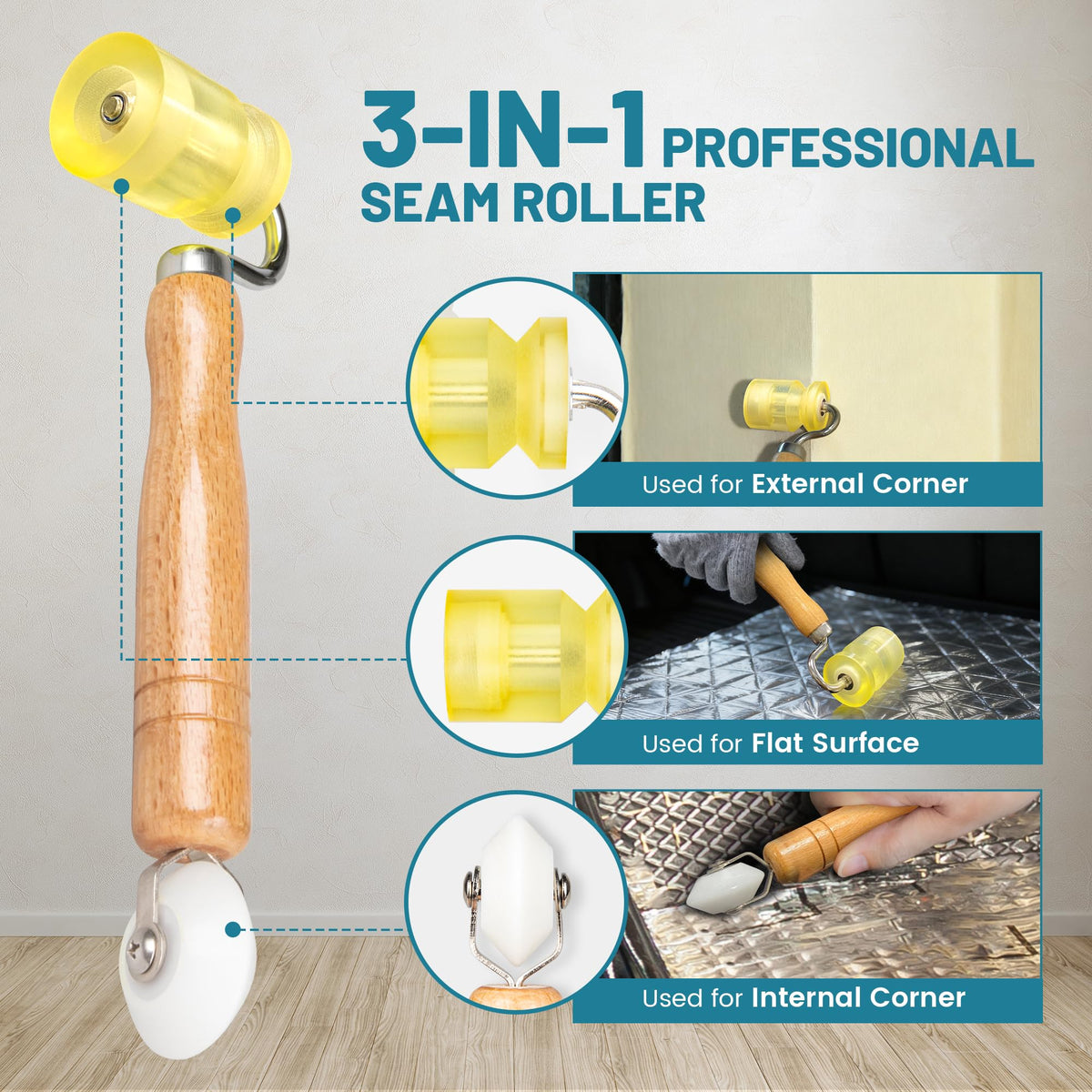 NuIth close-up of flat PU roller showing soft compression for smooth adhesion