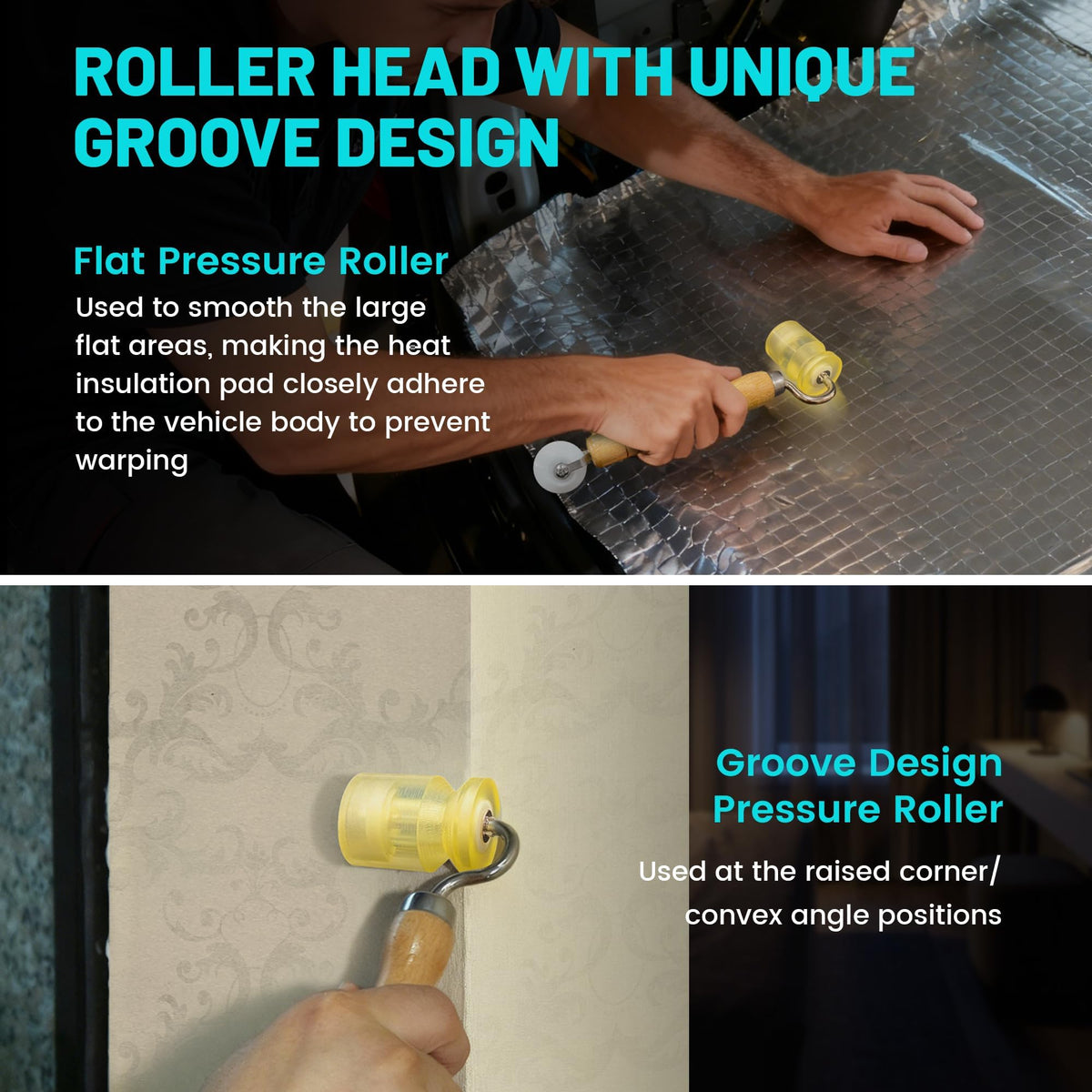NuIth groove roller detail demonstrating contour fit for curved surfaces