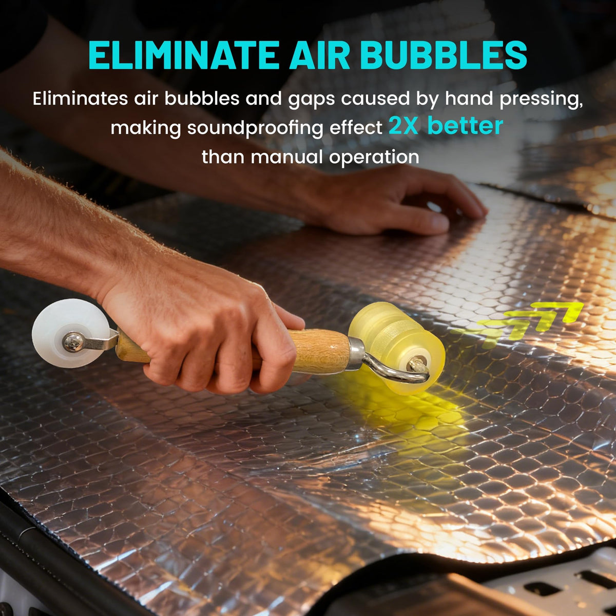 NuIth roller in use inside car door removing bubbles and ensuring bond