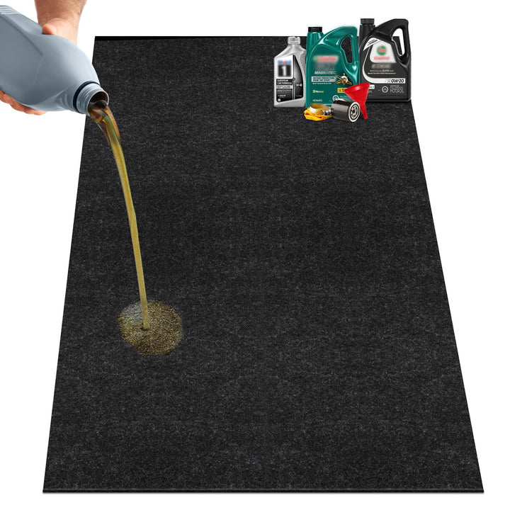 Nujzuir front view of 36x60 oil drip mat showing full coverage and protection