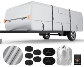 Nukugula front panel on pop-up camper showing full coverage and protection