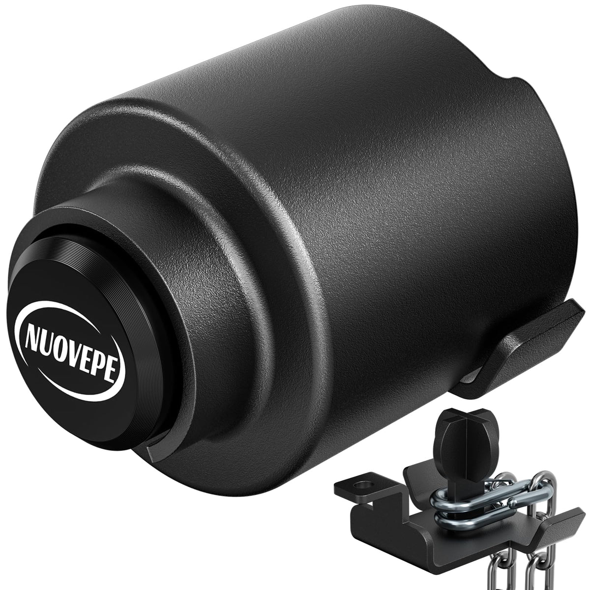 NUOVEPE front-facing lock installed in 2 5/16" coupler showing secure fit and theft deterrence