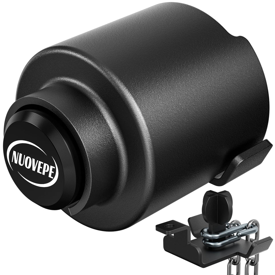 NUOVEPE front-facing lock installed in 2 5/16" coupler showing secure fit and theft deterrence