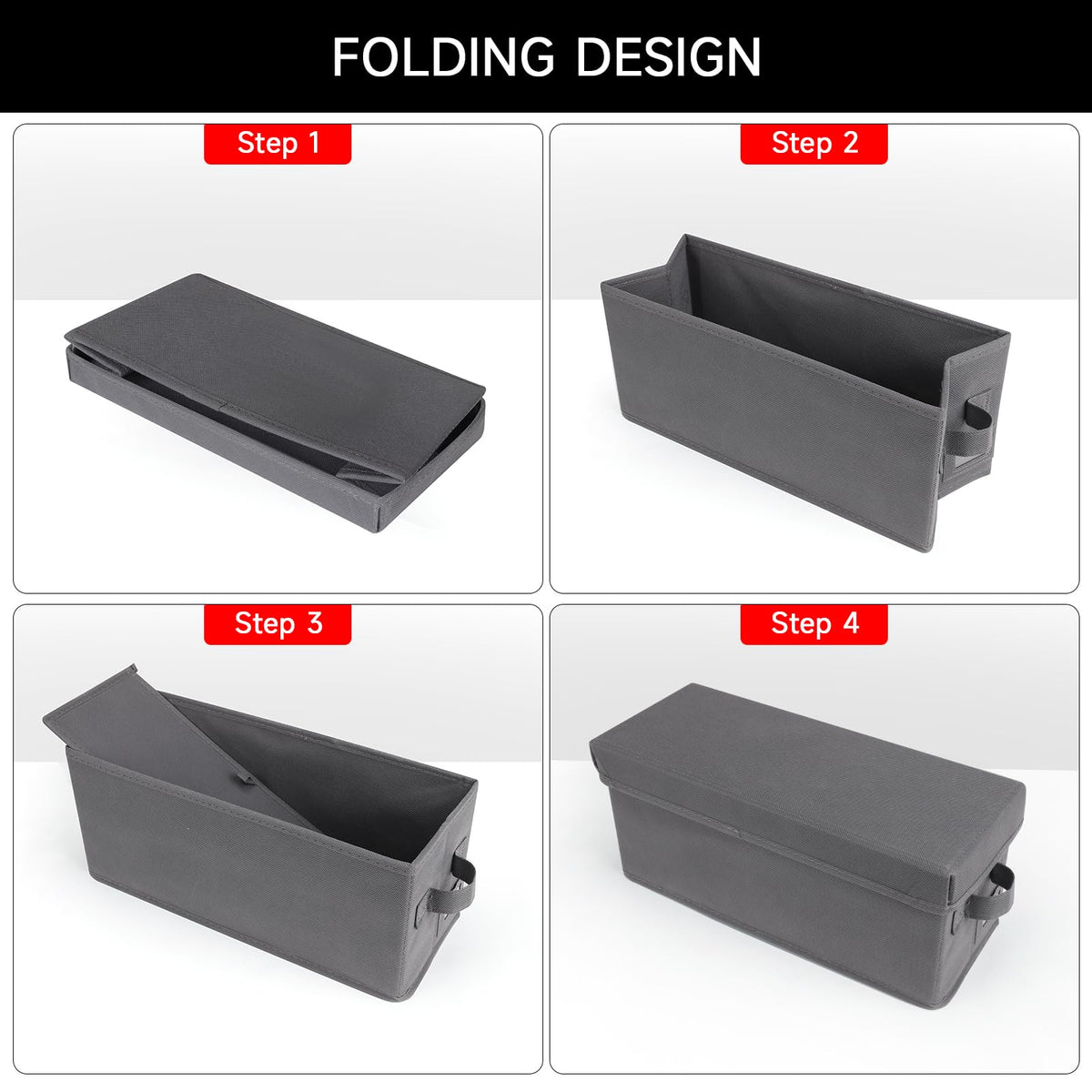 NUSWOR stacked boxes in a shelf illustrating space-saving vertical storage