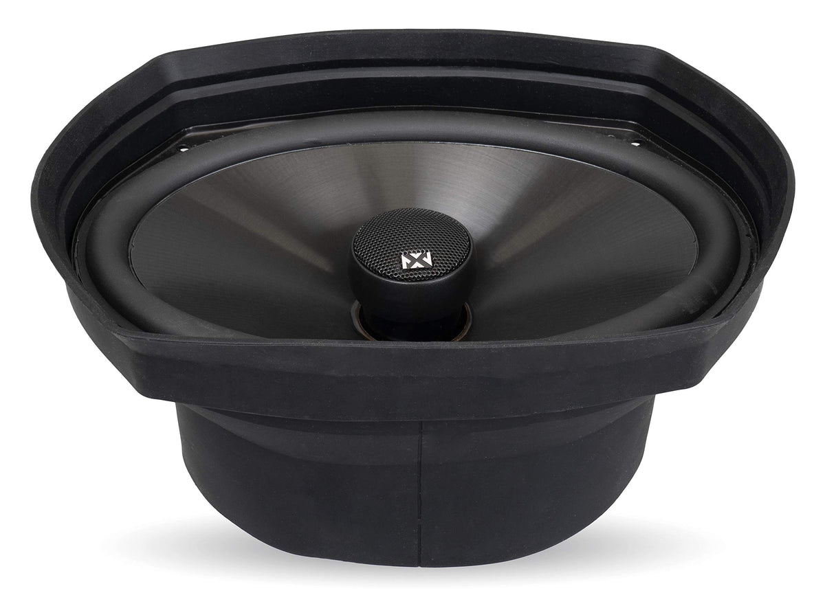 NVX baffle trimmed around wiring demonstrating easy customization for fit