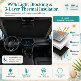 Nwgl shade installed on Tacoma windshield reducing cabin sun exposure