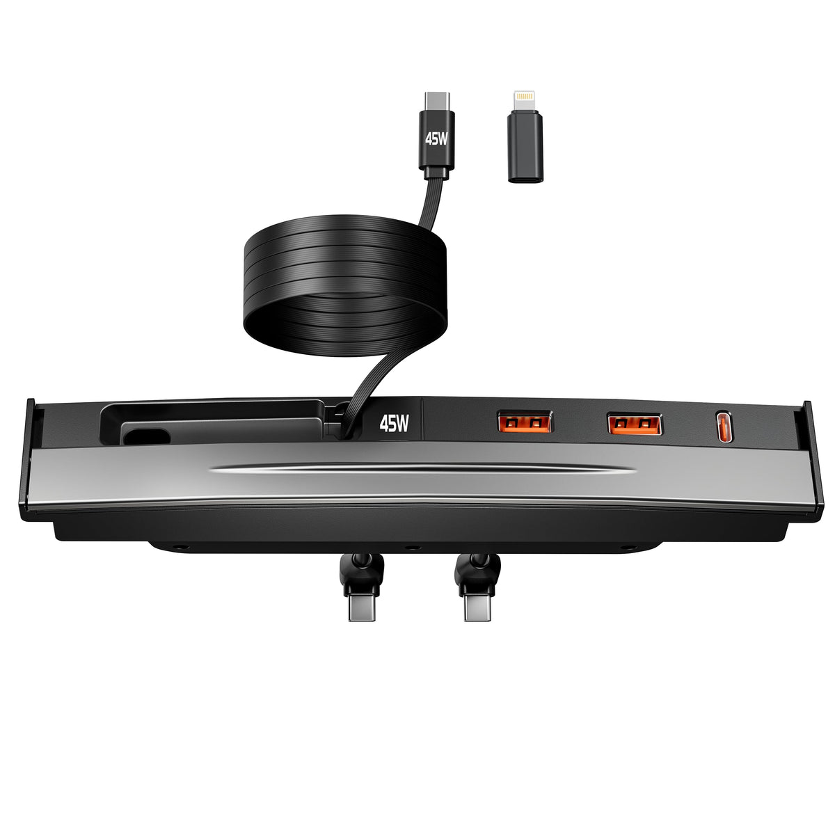 nycetek front console insert showing neat charging ports and tidy fit