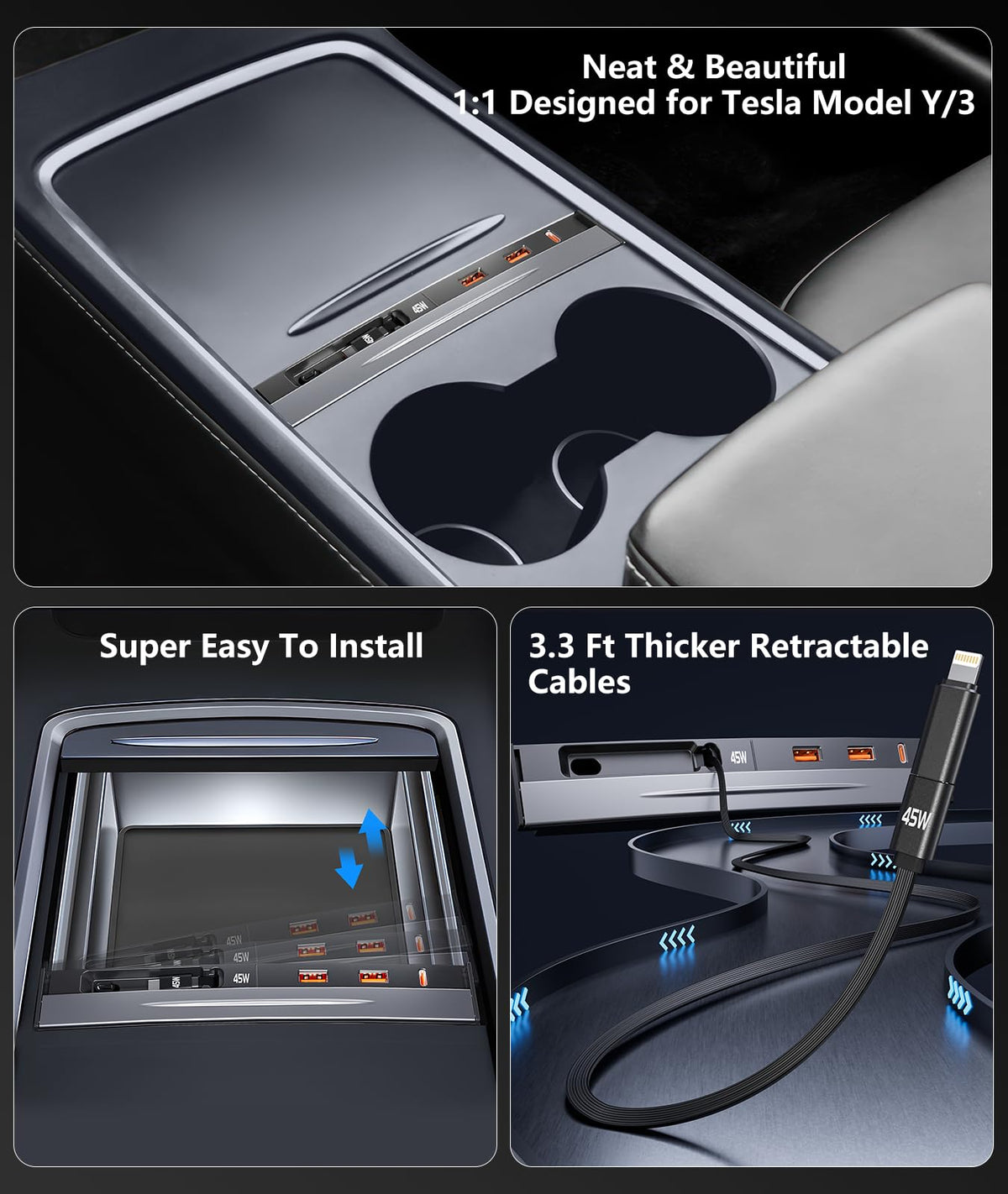 nycetek installed in Tesla Model Y interior showing integrated look