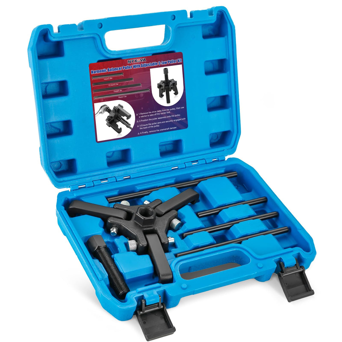 NYXOVA front view of puller kit showing organized components and portability benefits