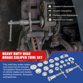 NYXOVA toolset used on a vehicle caliper showing safe piston compression